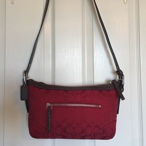 Red Coach Signature canvas handbag w leather strap
